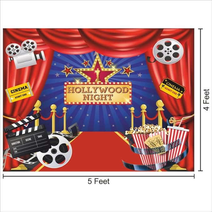 Hollywood Movie Night Backdrop Theme for Party Decorations