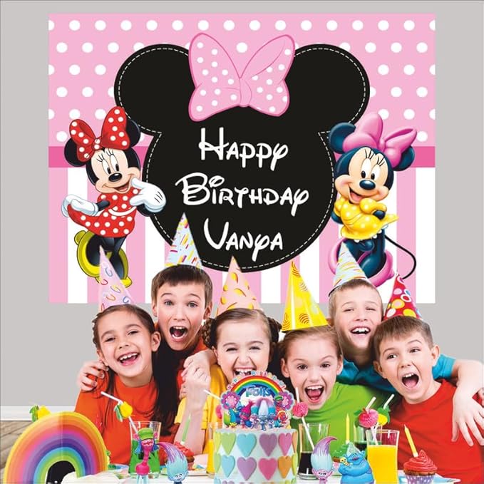 Customised Minnie Birthday Backdrop Theme for Girls