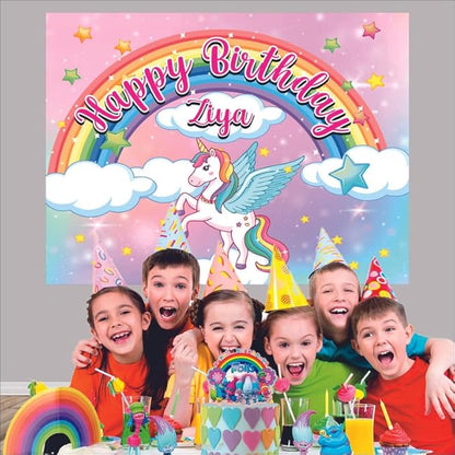 Customised Unicorn Birthday Backdrop Theme for Girls