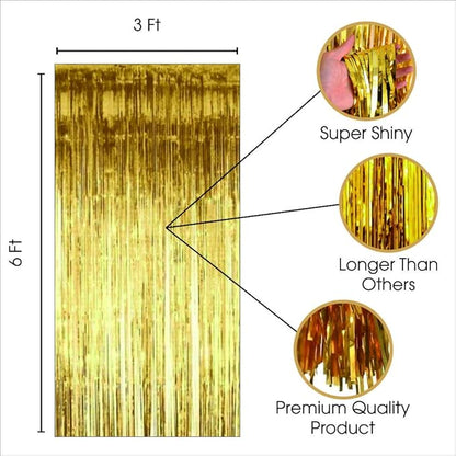 Yellow Foil Curtains for Decoration Fringe Curtain for Birthday