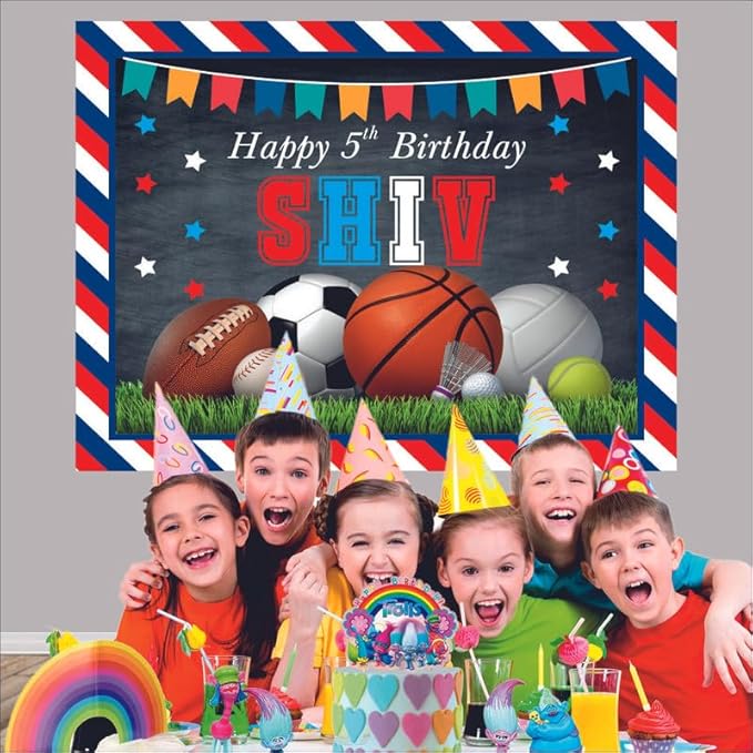 Customised Sports Birthday Backdrop Theme