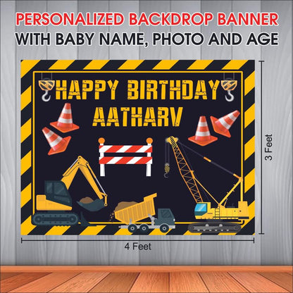 Customised Construction Birthday Banner Theme