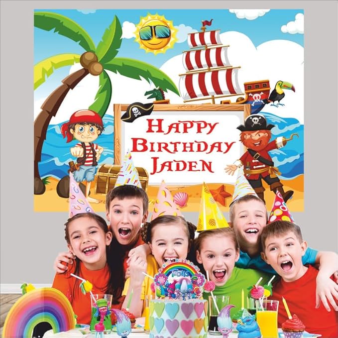 Customised Pirates Birthday Backdrop Theme for Kids