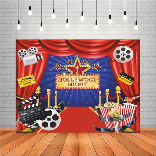 Hollywood Movie Night Backdrop Theme for Party Decorations