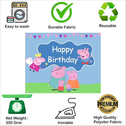 Peppa Pig Theme Birthday Backdrop for Kids