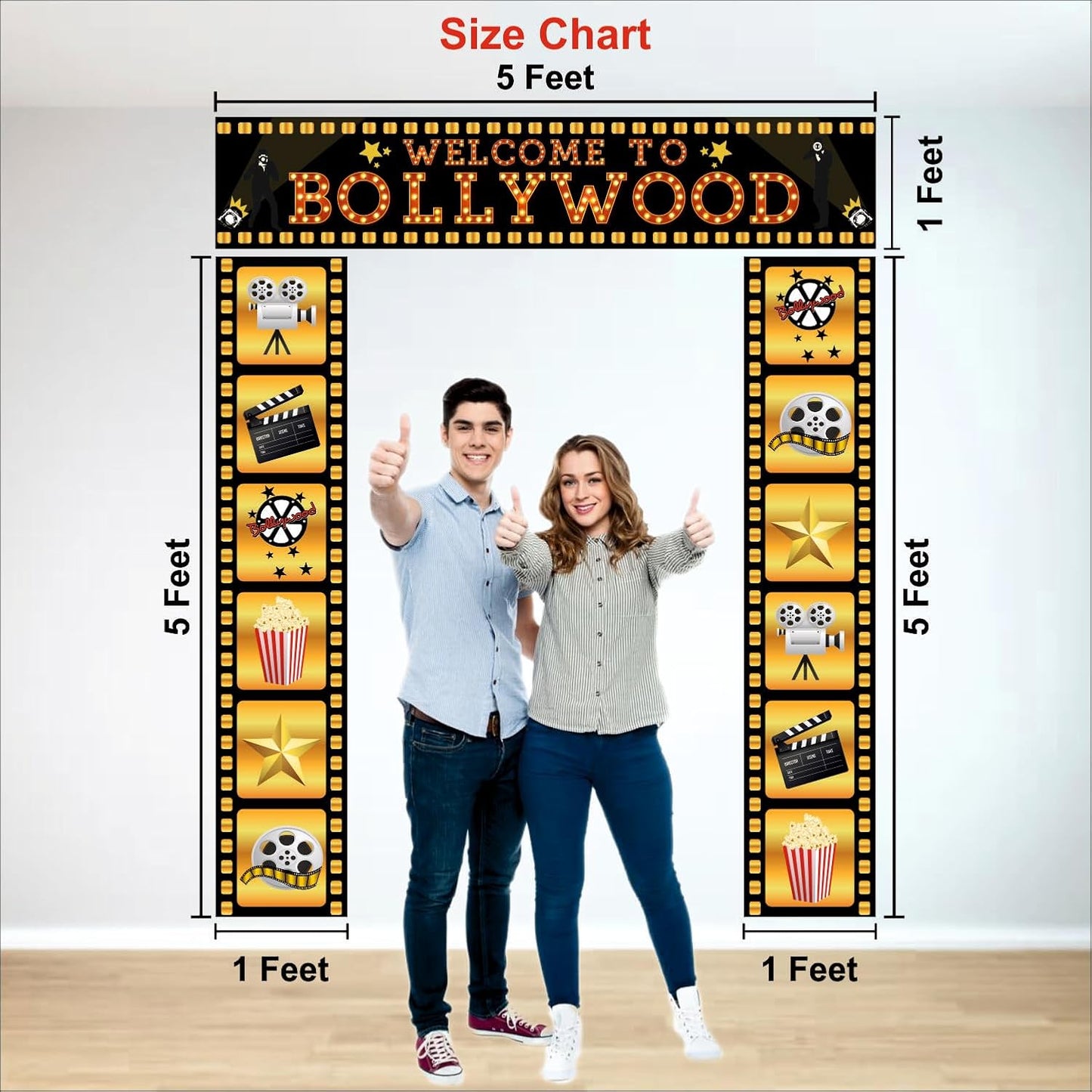 Welcome to Bollywood Movie Night Poster (Pack of 3, Multi Color)