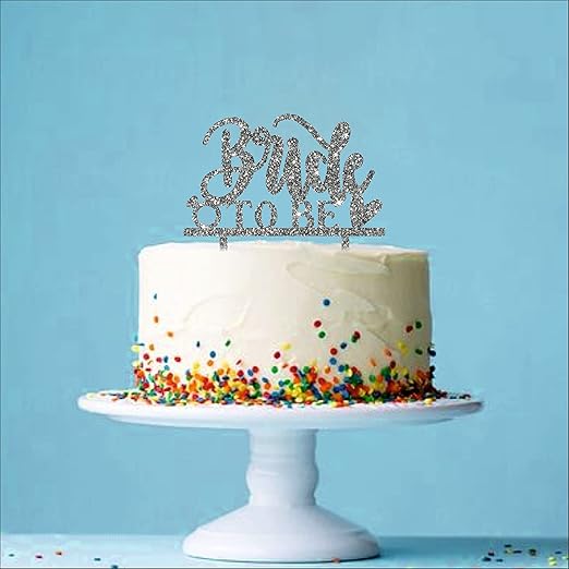 Acyrlic Silver Glitter Finish Couple Cake Topper for Decoration (Silver, 5X5.5 Inches)