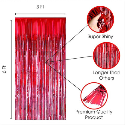 Red Foil Curtains for Decoration Fringe Curtain for Birthday