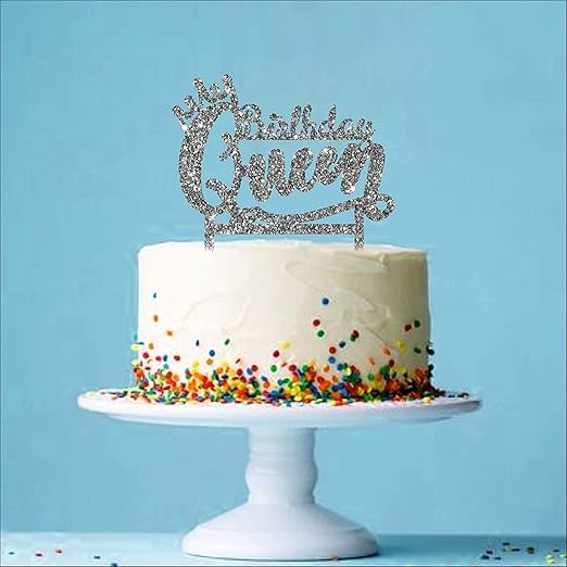 Acyrlic Silver Glitter Finish Couple Cake Topper for Decoration (Silver, 5X5.25 Inches)