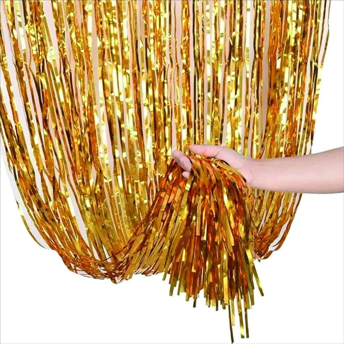 Yellow Foil Curtains for Decoration Fringe Curtain for Birthday