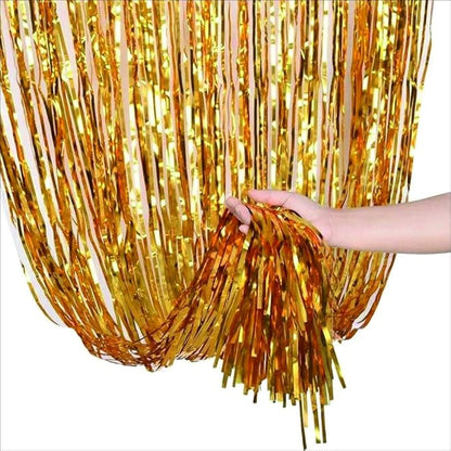 Yellow Foil Curtains for Decoration Fringe Curtain for Birthday