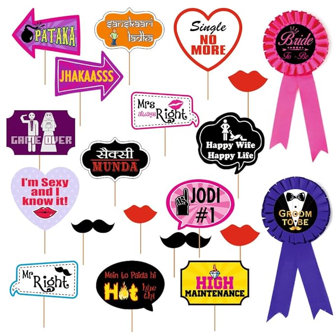 Bride Groom to be Cute Ribbon Combo Pack (Pack of 1-20 Pcs, Multicolor, Size: 5x3in)