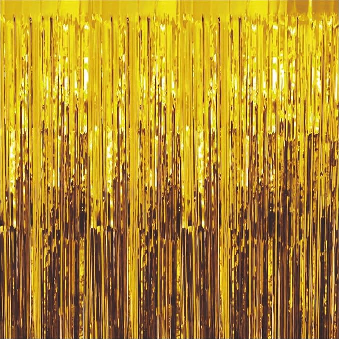 Yellow Foil Curtains for Decoration Fringe Curtain for Birthday