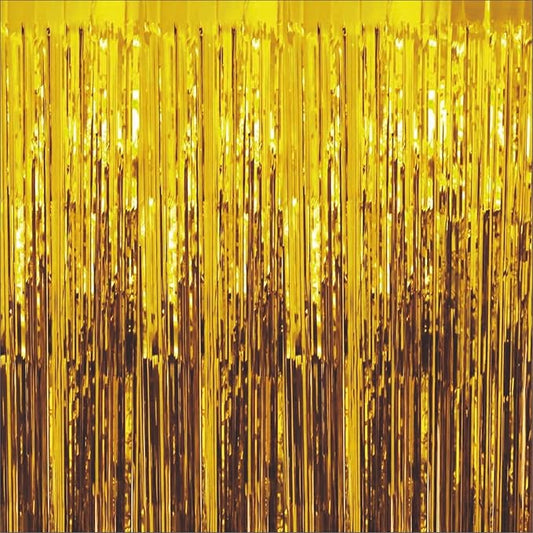 Yellow Foil Curtains for Decoration Fringe Curtain for Birthday