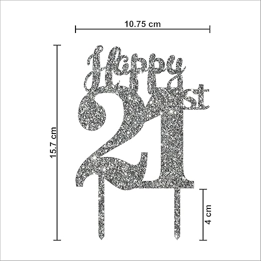 Acyrlic Silver Glitter Finish Couple Cake Topper for Decoration (Silver, 4.5X6.25 Inches)