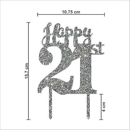 Acyrlic Silver Glitter Finish Couple Cake Topper for Decoration (Silver, 4.5X6.25 Inches)