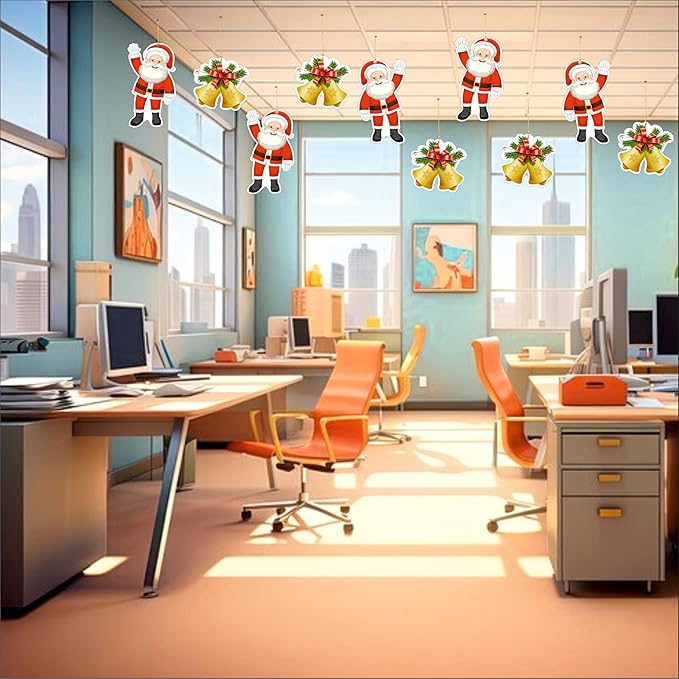 Christmas Hanging Danglers Paper Santa and Bells Ornaments