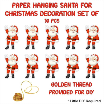 Christmas Hanging Danglers Paper Santa and Bells Ornaments