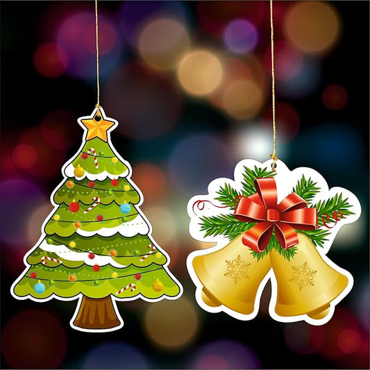 Christmas Hanging Danglers Paper Tree and Bells Ornaments
