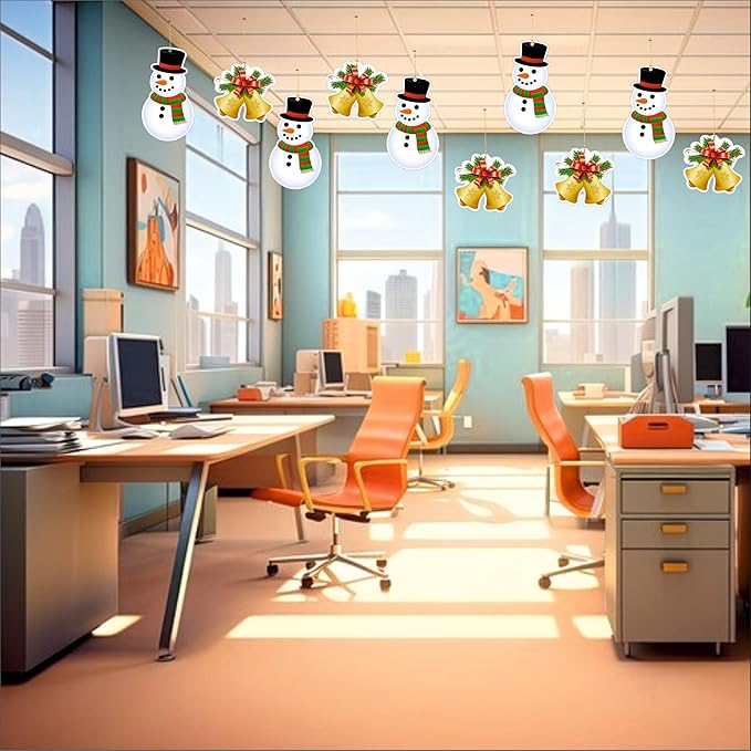 Christmas Hanging Danglers Paper Snowman and Bells Ornaments