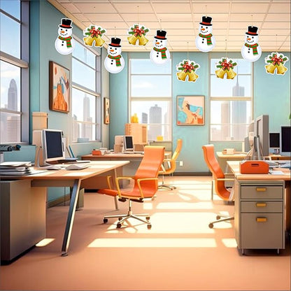 Christmas Hanging Danglers Paper Snowman and Bells Ornaments