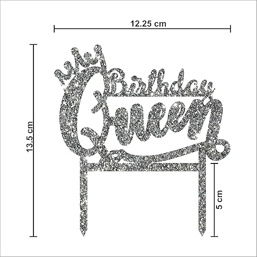Acyrlic Silver Glitter Finish Couple Cake Topper for Decoration (Silver, 5X5.25 Inches)