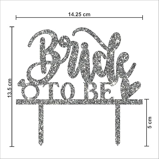 Acyrlic Silver Glitter Finish Couple Cake Topper for Decoration (Silver, 5X5.5 Inches)