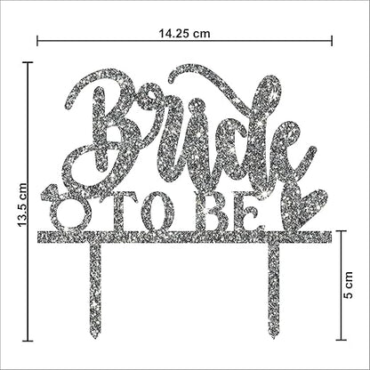 Acyrlic Silver Glitter Finish Couple Cake Topper for Decoration (Silver, 5X5.5 Inches)