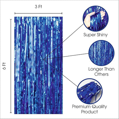 Blue Foil Curtains for Decoration Fringe Curtain for Birthday