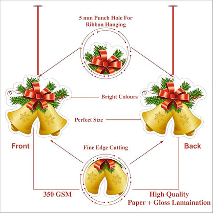 Christmas Hanging Danglers Paper Bells Ornaments