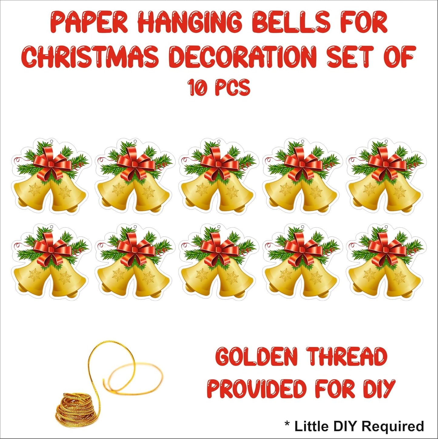 Christmas Hanging Danglers Paper Bells Ornaments