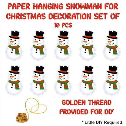 Christmas Hanging Danglers Paper Snowman and Bells Ornaments