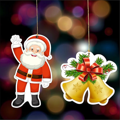 Christmas Hanging Danglers Paper Santa and Bells Ornaments