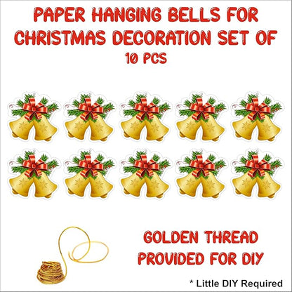 Christmas Hanging Danglers Paper Tree and Bells Ornaments