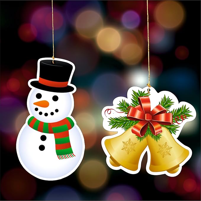 Christmas Hanging Danglers Paper Snowman and Bells Ornaments