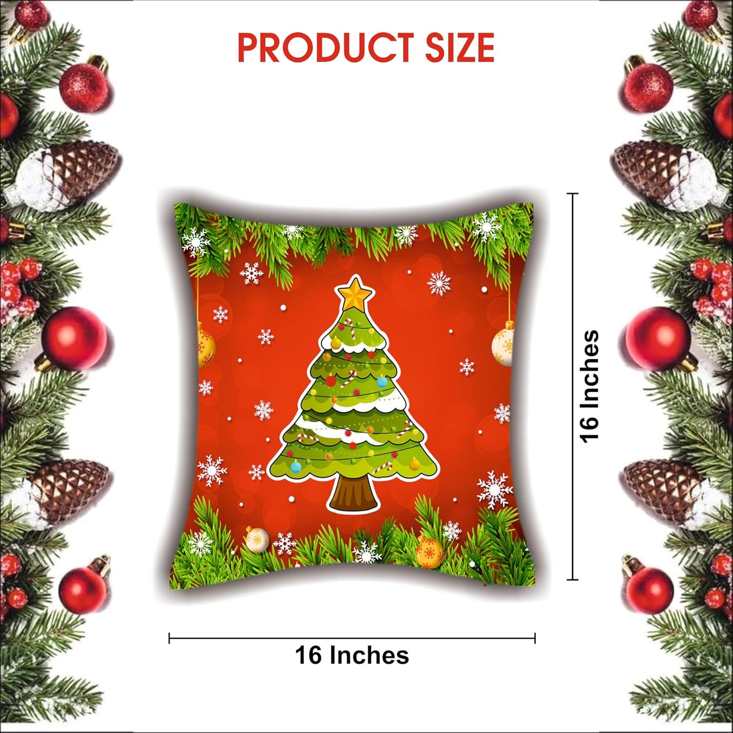 Christmas Decorative Printed Cushion Covers Pack of 6