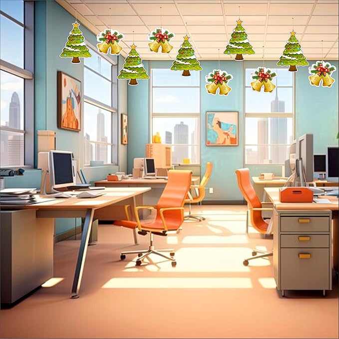 Christmas Hanging Danglers Paper Tree and Bells Ornaments