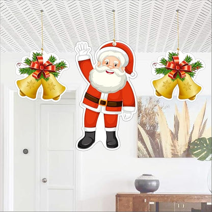 Christmas Hanging Danglers Paper Santa and Bells Ornaments