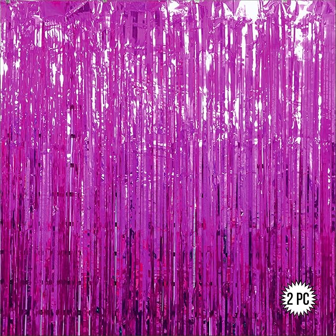 Pink Foil Curtains for Decoration Fringe Curtain for Birthday