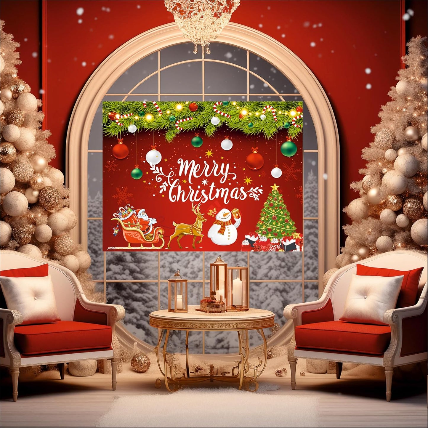 Merry Christmas Backdrop Banner