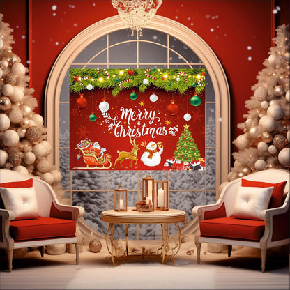 Merry Christmas Backdrop Banner