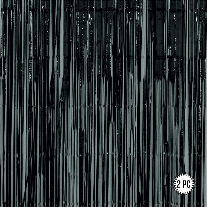 Black Foil Curtains for Decoration Fringe Curtain for Birthday