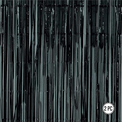 Black Foil Curtains for Decoration Fringe Curtain for Birthday