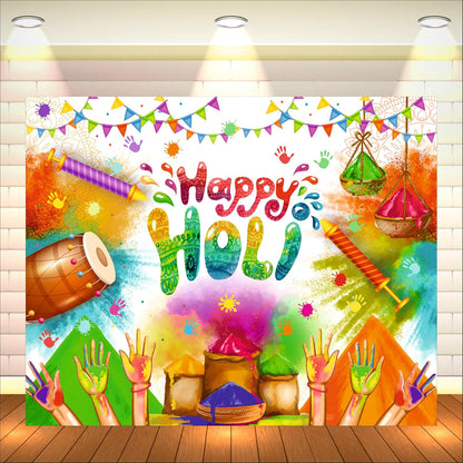 Happy Holi Party Backdrop