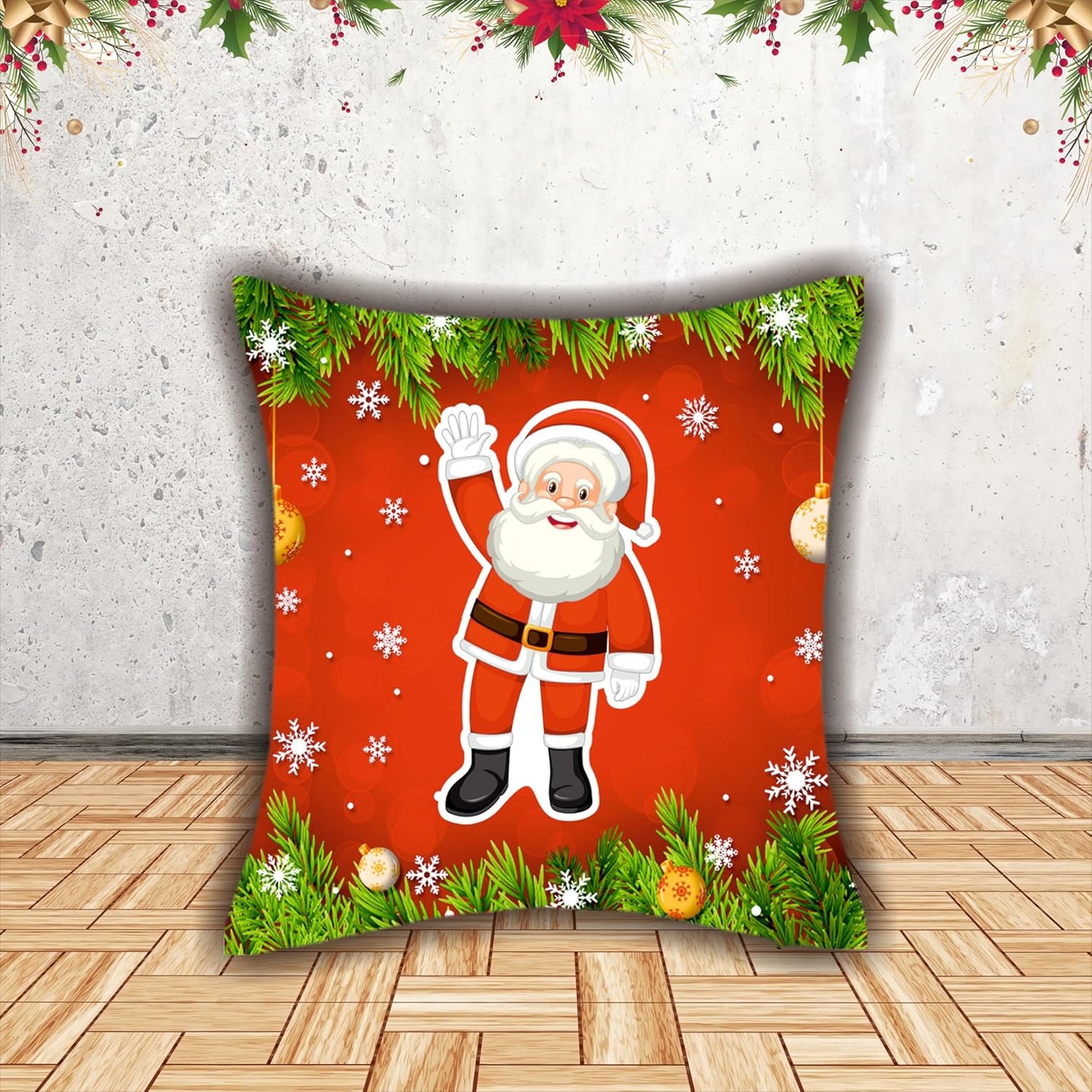Christmas Decorative Printed Cushion Covers Pack of 6