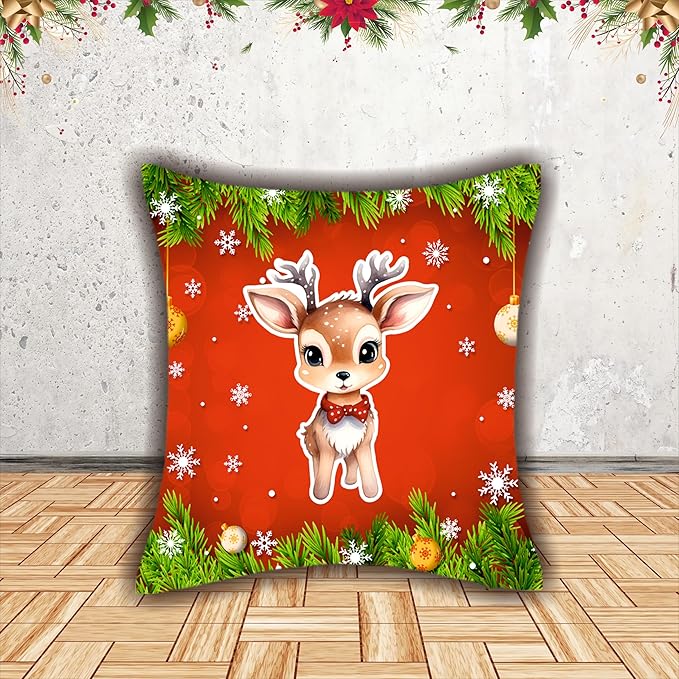 Christmas Decorative Printed Cushion Covers Pack of 6
