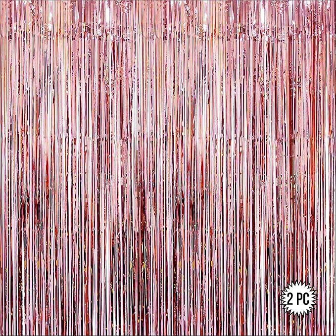 Rose Gold Foil Curtains for Decoration Fringe Curtain for Birthday