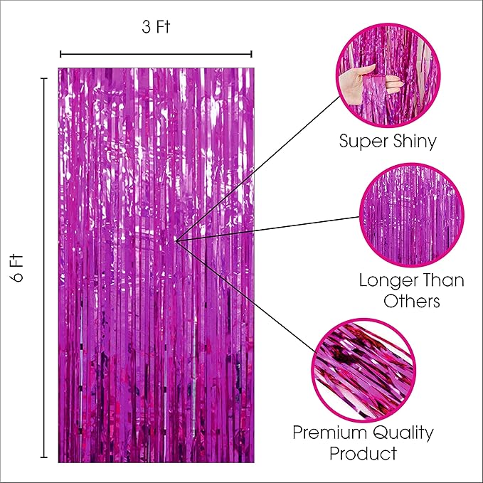 Pink Foil Curtains for Decoration Fringe Curtain for Birthday