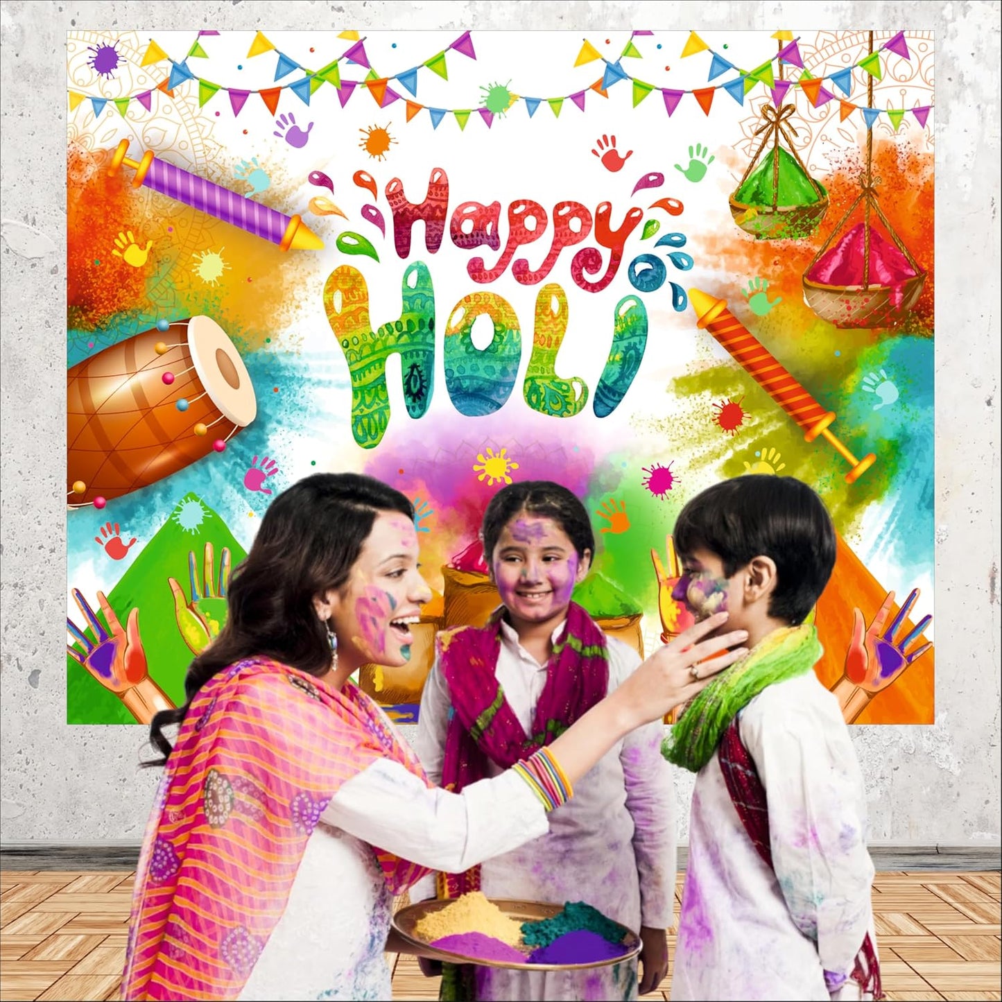 Happy Holi Party Backdrop