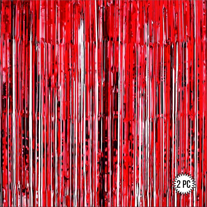 Red Foil Curtains for Decoration Fringe Curtain for Birthday